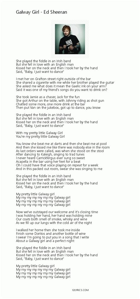 Ed Sheeran - Galway Girl lyrics, pdf - 12lyrics | Galway girl, Galway girl lyrics, Ed sheeran lyrics