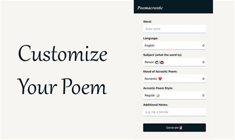 Acrostic Poem Generator Poemacrostic Premium Key - Etsy