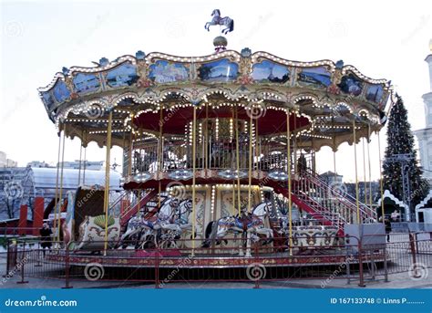 Carousel, Horses, Christmas Fairs Stock Photo - Image of entertainment ...