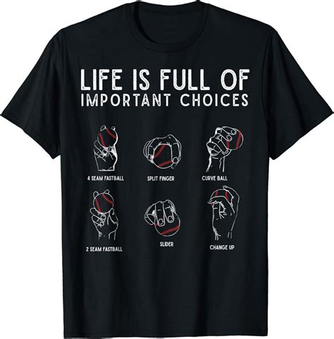 Types of Baseball Pitches Life Choices Pitcher Player Unisex T-Shirt ...