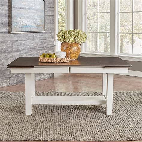 Liberty Furniture Brook Bay 1x182-T4094+1x182-P4094 Transitional Trestle Table with Two 12 ...