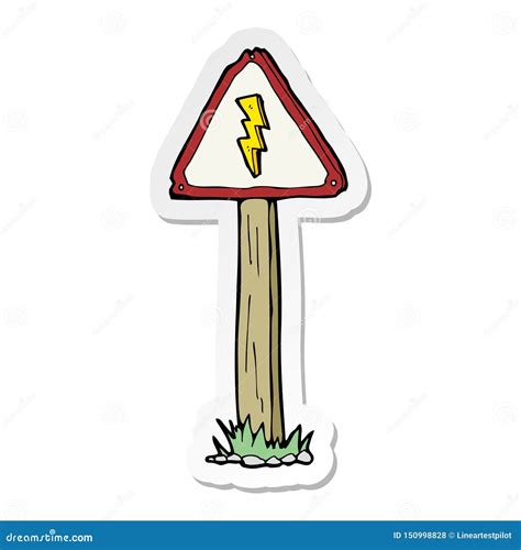 A Creative Sticker of a Cartoon Electrical Warning Sign Stock Vector ...