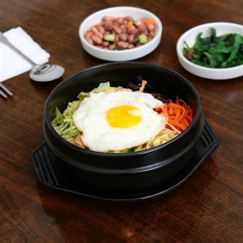 Korean Cuisine Dolsot Stone Bowl for Bibimbap Jjiage Ceramic Soup Ramen ...