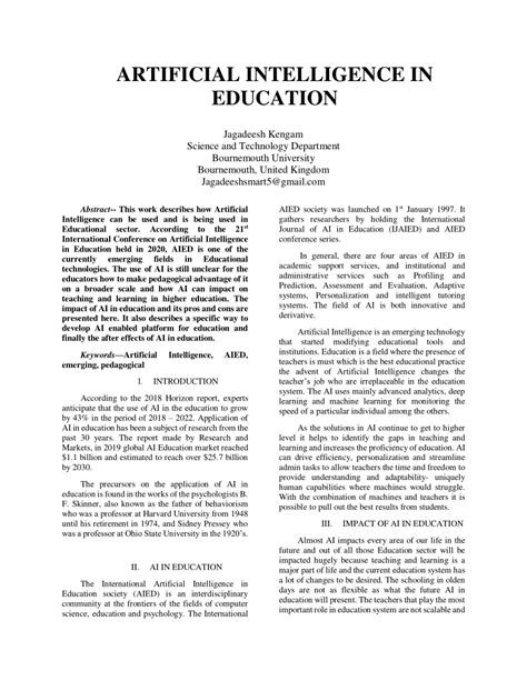 (PDF) ARTIFICIAL INTELLIGENCE IN EDUCATION