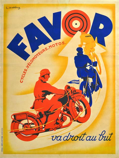 Unknown - Art Deco Poster Favor Motorcycles Cycles France 1920s For Sale at 1stDibs | art deco ...