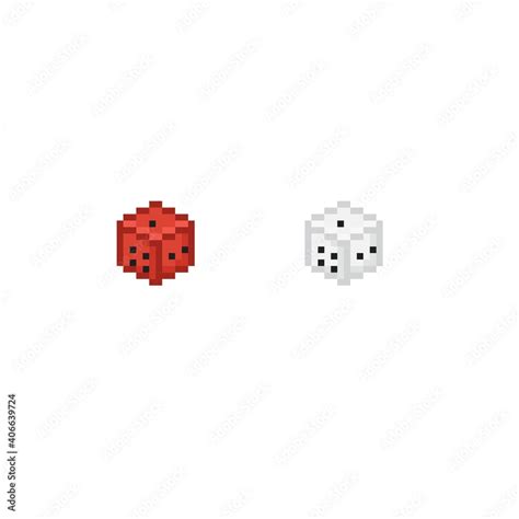 Pixel art dice roll cartoon. Red and White dice pixel art. Stock Vector | Adobe Stock