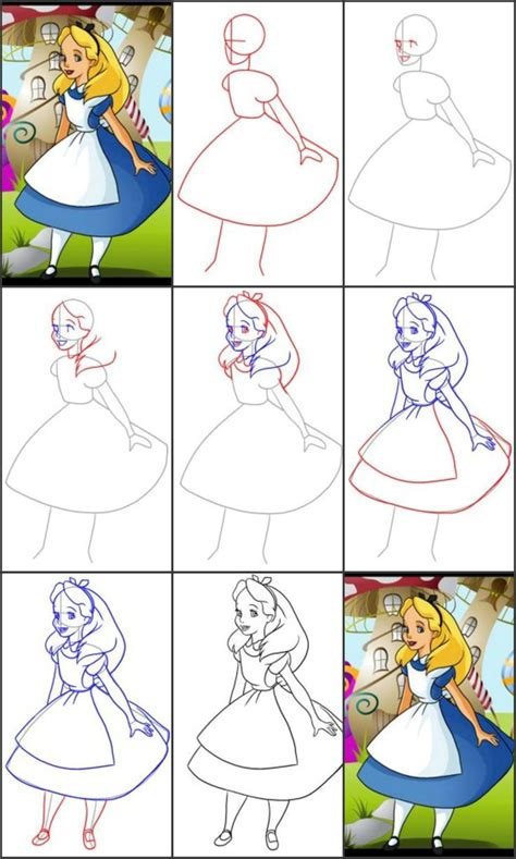 How to draw Alice from Alice in Wonderland | Alice in wonderland drawings, Alice in wonderland ...