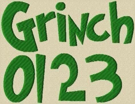 Grinched Embroidery Font in 3 Sizes