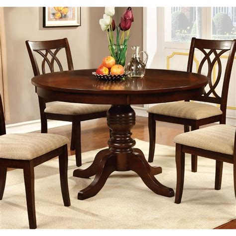 Bowery Hill Round Pedestal Dining Table in Cherry - Walmart.com
