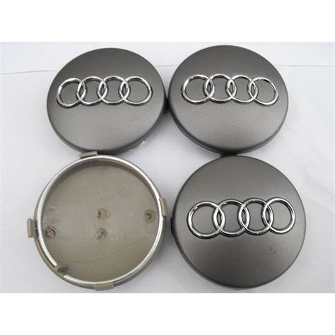 4x 68mm Gray Audi Wheel Center Caps – 6 Side Auto