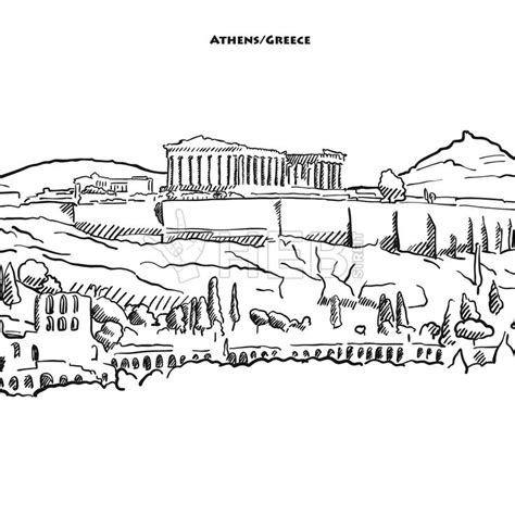 Drawing of Athens acroplolis. – instant download | City drawing ...