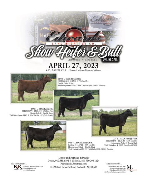 2023 Edwards Land & Cattle Co. Show Heifer and Bull Online Sale