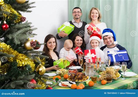 Big Family Celebrating Merry Christmas Stock Image - Image of advent ...