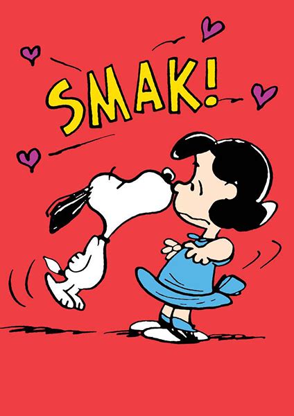 a cartoon character kissing a dog with the words snaak on it's face