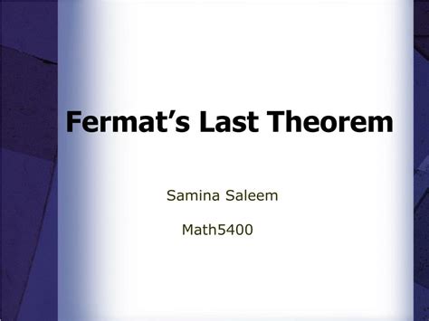 PPT - Fermat’s Last Theorem PowerPoint Presentation, free download - ID:838017