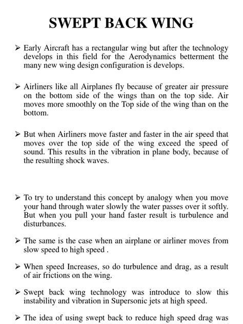 Swept Back Wing | PDF | Drag (Physics) | Airplane