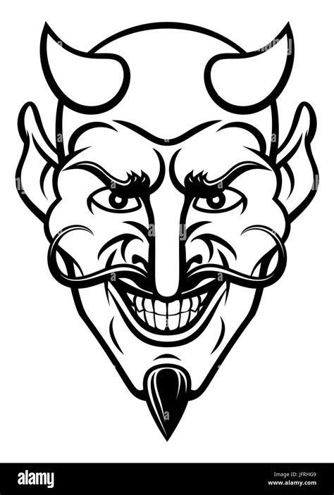 A devil cartoon character sports mascot face with an evil grin Stock ...