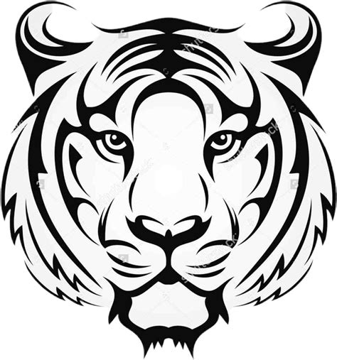 Tiger Sticker - Tiger Face Drawing (1024x1097) in 2020 | Tribal tiger, Animal stencil, Tiger ...