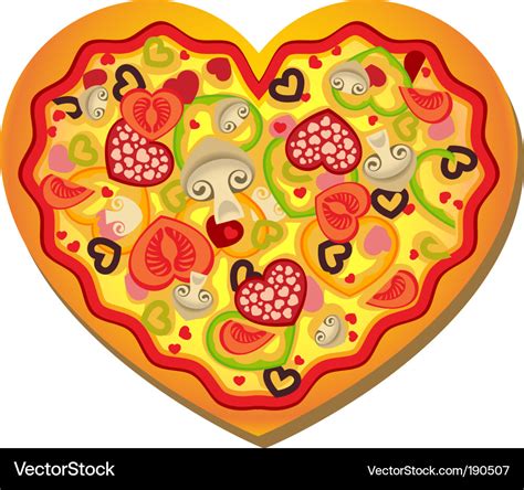 Heart shaped pizza Royalty Free Vector Image - VectorStock