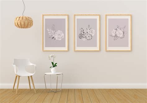 Flower Wall Art Set of 3 Prints Bedroom Decor Digital - Etsy