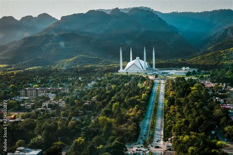 Islamabad / Pakistan - April 25 2019: Aerial photo of Islamabad, the ...