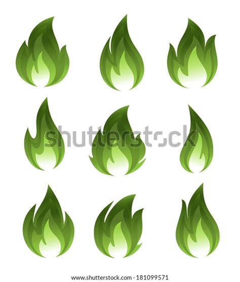 Collection Green Fire Icons Stock Vector (Royalty Free) 181099571 ...