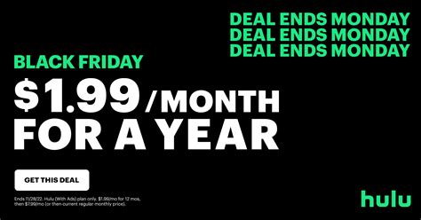 Hulu Black Friday Deal 2022: Get 12 Months for $1.99/Month