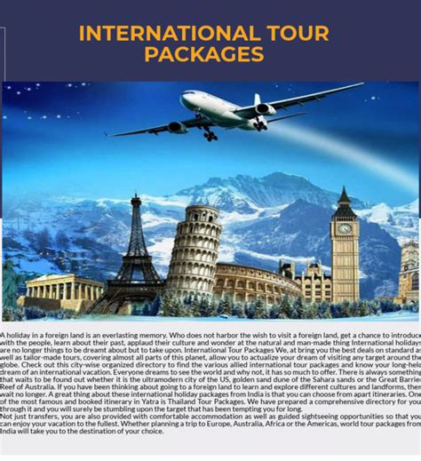 International Tour Packages We, at bring you the best deals on standard ...