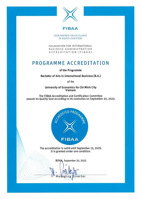 Education quality accreditation: 08 UEH training programs continuing to meet FIBAA International ...