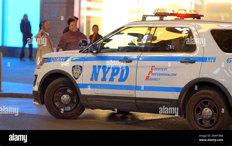 NYPD New York Police Car on duty - NEW YORK CITY, USA - FEBRUARY 14 ...