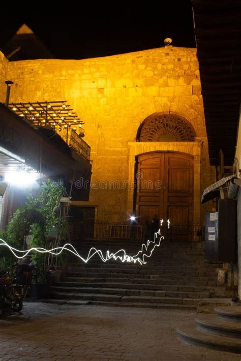 The Eastern Door of the Great Umayyad Mosque at Night in Damascus ...