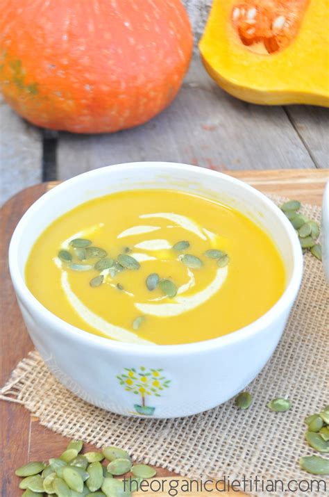 One Pot Winter Squash Soup with Curry Cream - The Organic Dietitian