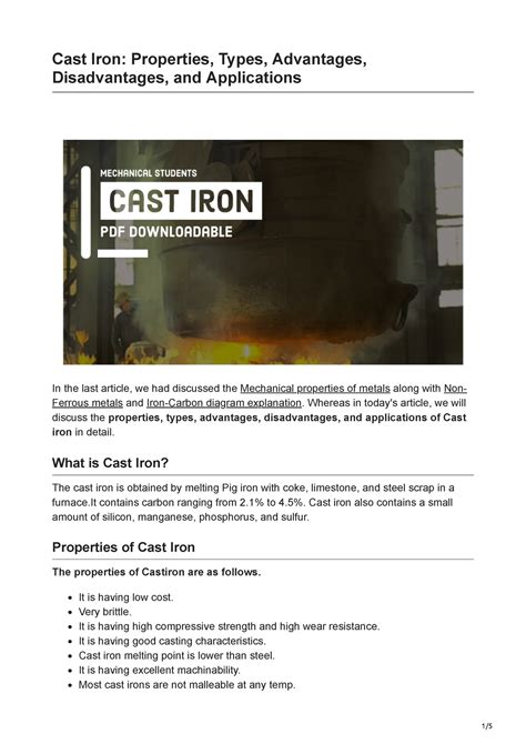 Cast Iron Properties Types Advantages Disadvantages and Applications - June 30, 2021 Cast Iron ...