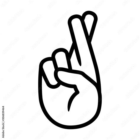 Cross your fingers or fingers crossed hand gesture line art vector icon ...