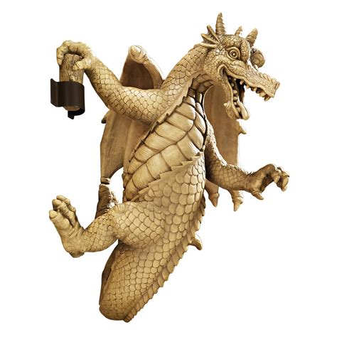 Dragon Wall Climbing Sculpture Garden Statue Ornament In/Outdoor Gothic ...