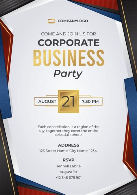 Personalize online this ProfessionaL Corporate Business Party Invitation layout