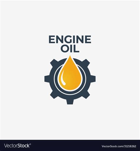 Engine oil logo engine gear with oil on white Vector Image