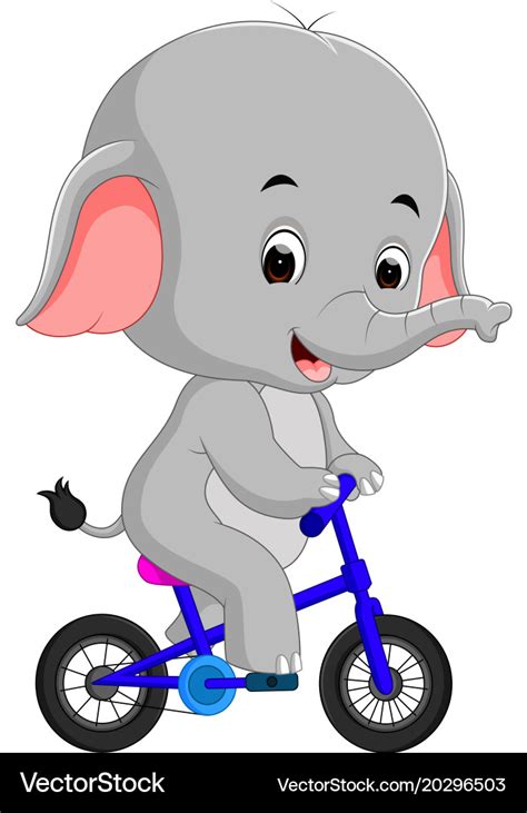 Cute happy elephant cycling Royalty Free Vector Image