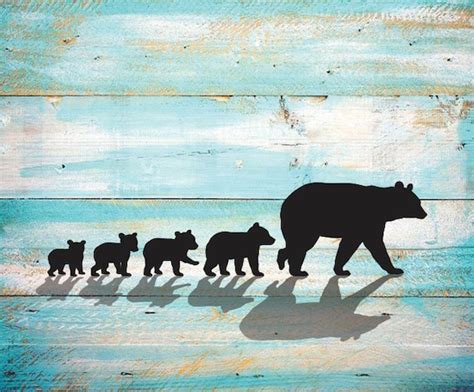 Mama Bear SVG Four Cubs Silhouette Clipart Iron on Bear Cub | Etsy