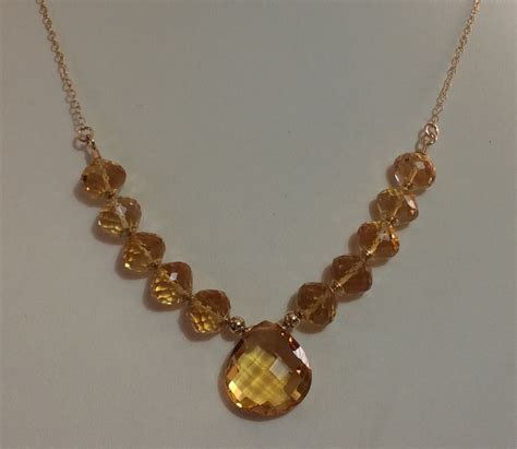 Necklace, Gem Citrine Necklace, Citrine Jewelry, Citrine Faceted, Top quality Citrine, Citrine ...