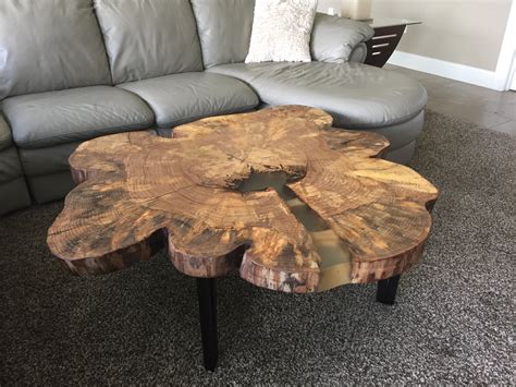 Elm Round Coffee table 360 Degree Live Edge — Tree-Purposed Detroit | Michigan Live Edge Slabs ...