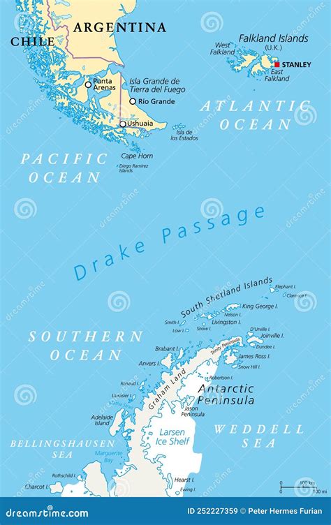 Drake Passage, Political Map, Referred To As Mar De Hoces, Hoces Sea ...