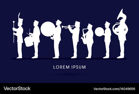 Silhouette marching band Royalty Free Vector Image