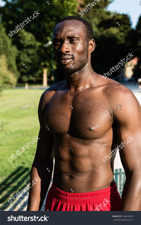 Athletic Black Man Posing City Park Stock Photo 764245831 | Shutterstock