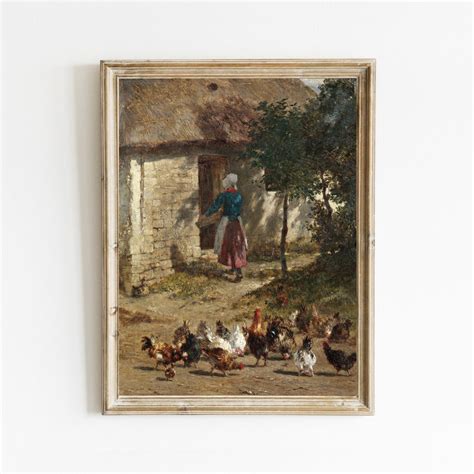 Country Farm Painting Vintage Farmhouse Wall Decor Antique - Etsy