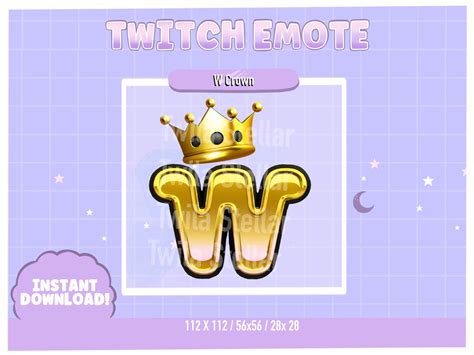 Gold W Crown Twitch Emote - Etsy