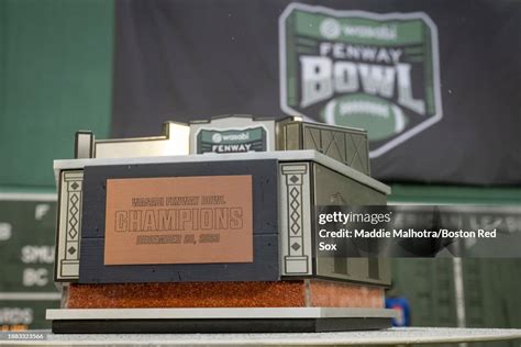 A general view of the 2023 Wasabi Fenway Bowl trophy during the game ...