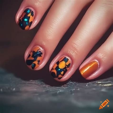 Autumn-themed nail art design on Craiyon