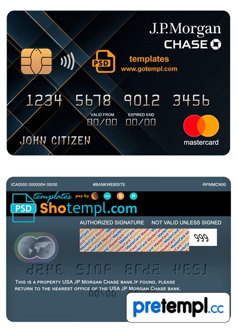 USA JP Morgan Chase bank mastercard fully editable example in PSD ...