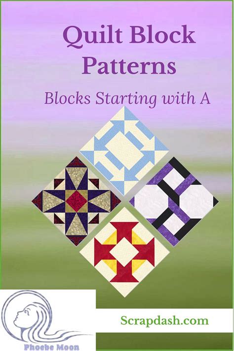 Phoebe Moon Quilt Tutorials ⋆ Free Block Patterns Letter A | Moon quilt, Barn quilt patterns ...